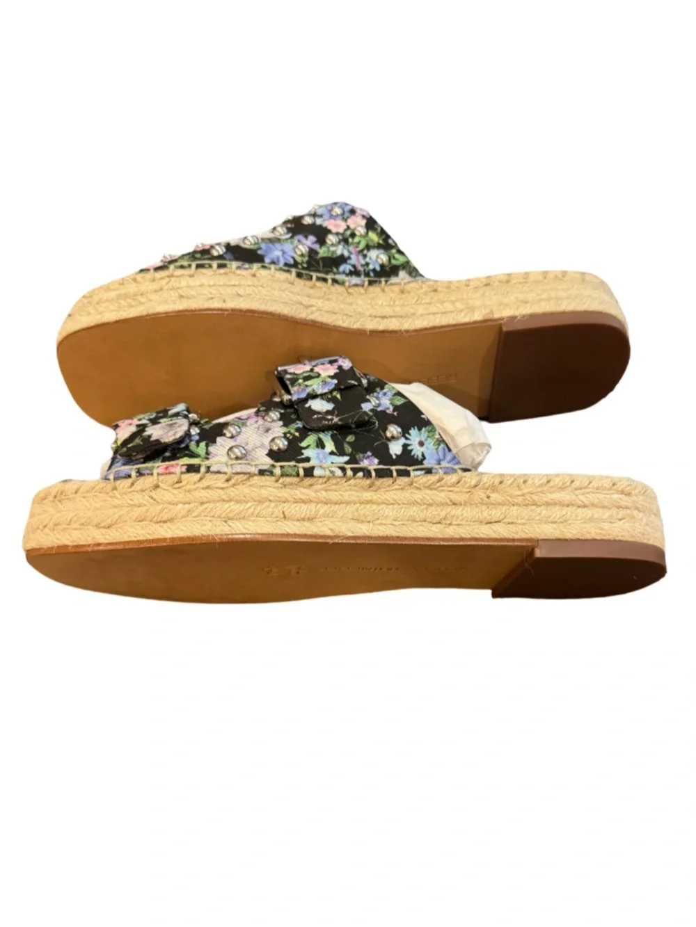 Rebecca Minkoff Jodi Espadrille Sandal Black Flower Print Size 7.5 NEW with Box